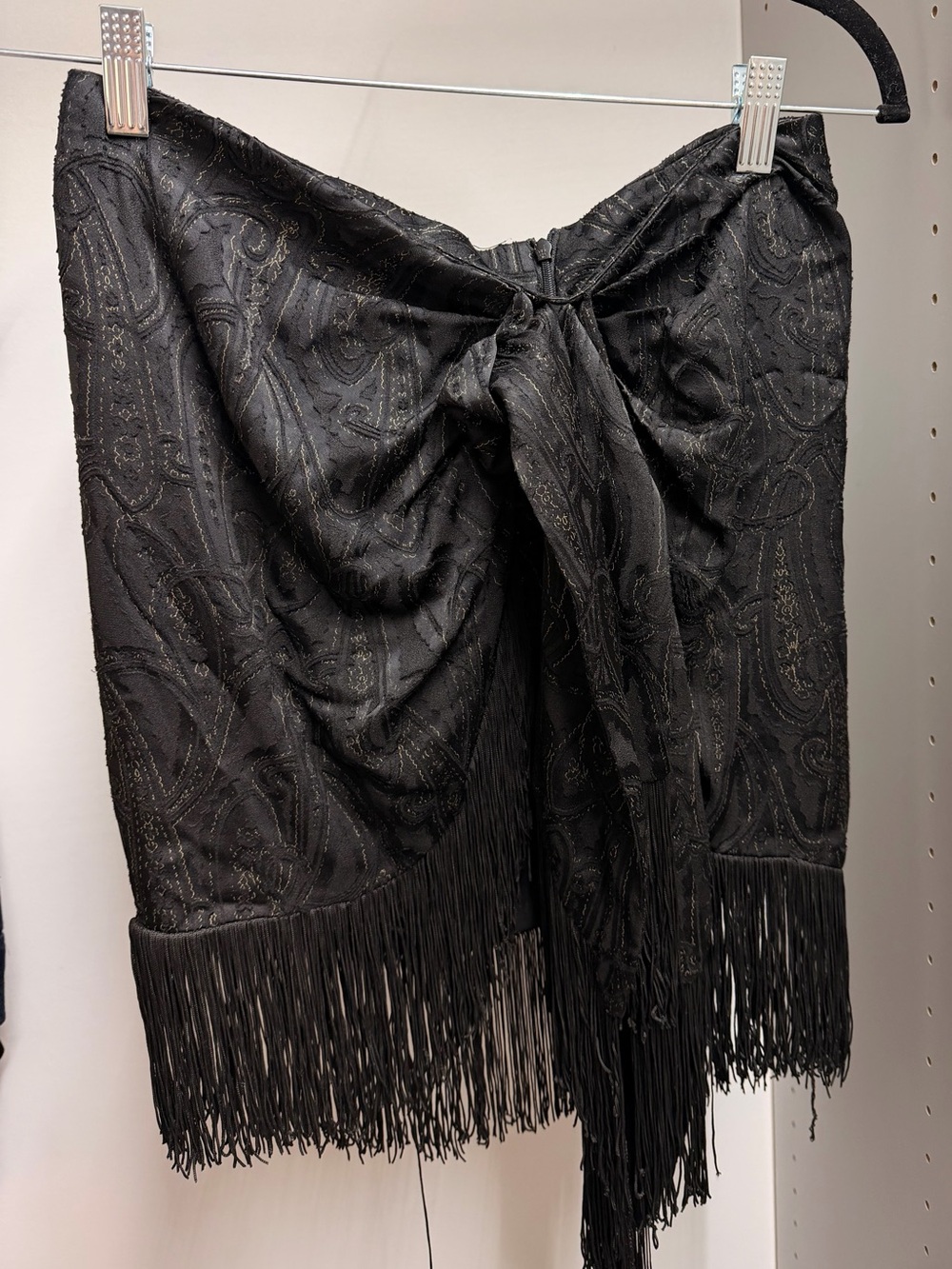 Zara Black Paisley Fringe Mini Skirt